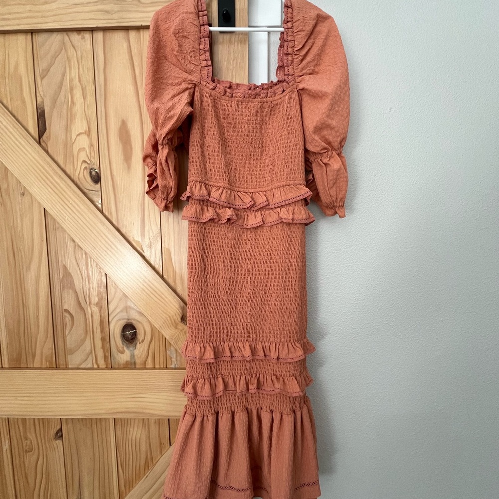 Rachel Parcell Ruffled Dress in Rust